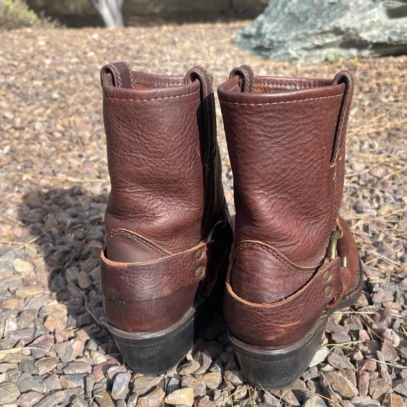 Frye Classic Harness Brown Leather Western Women’s Boots 6.5 Neoprene SoleTech - Picture 10 of 12